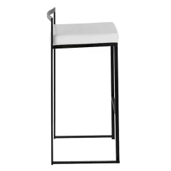 White Faux Leather Stackable Bar Stools, Set of 2