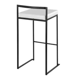 White Faux Leather Stackable Bar Stools, Set of 2