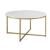White Faux Marble & Gold X-Base Coffee Table