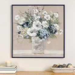 White Floral Framed Canvas Art Print