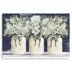 White Floral Trio Giclee Canvas Art Print