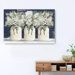 White Floral Trio Giclee Canvas Art Print