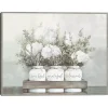 White Flower Jars Framed Canvas Art Print