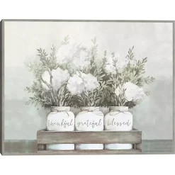 White Flower Jars Framed Canvas Art Print