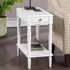 White French Country Single Drawer Accent Table