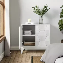 White Geometric Mabel 2-Door Cabinet