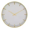 White Glass Frame Gold Accent Wall Clock