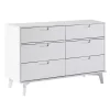 White Grooved Handle 6-Drawer Dresser