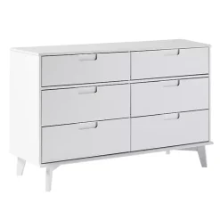 White Grooved Handle 6-Drawer Dresser