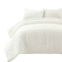 White Jacquard Wave 3-pc. King Comforter Set
