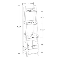 White Ladder Shelf with Cubby, 13 in.