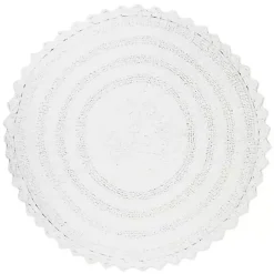 White Large Crochet Round Bath Mat