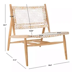 White Leather Woven Accent Chair