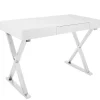 White Luster Chrome Leg Desk
