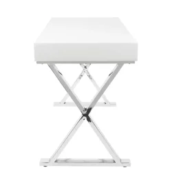 White Luster Chrome Leg Desk