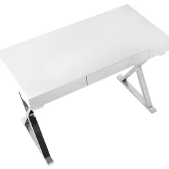 White Luster Chrome Leg Desk