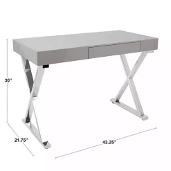 White Luster Chrome Leg Desk