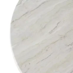 White Marble & Black Metal Pedestal Coffee Table