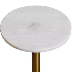 White Marble Top Tapered Base Accent Table, 12 in.