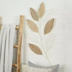 White Metal and Reed Leaf Wall Plaque