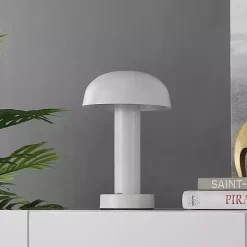 White Metal LED Cordless Touch Lamp, 10 in.