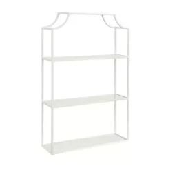 White Metal Scalloped 3-Tier Glass Wall Shelf