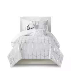 White Metallic 4-pc. Twin/Twin XL Comforter Set