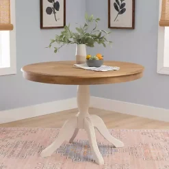 White Natural Top Pedestal Dining Table