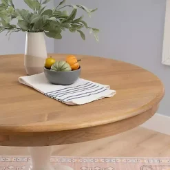 White Natural Top Pedestal Dining Table