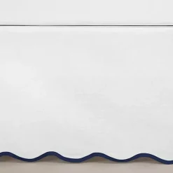 White Navy Scalloped Coastal Queen Bed Skirt