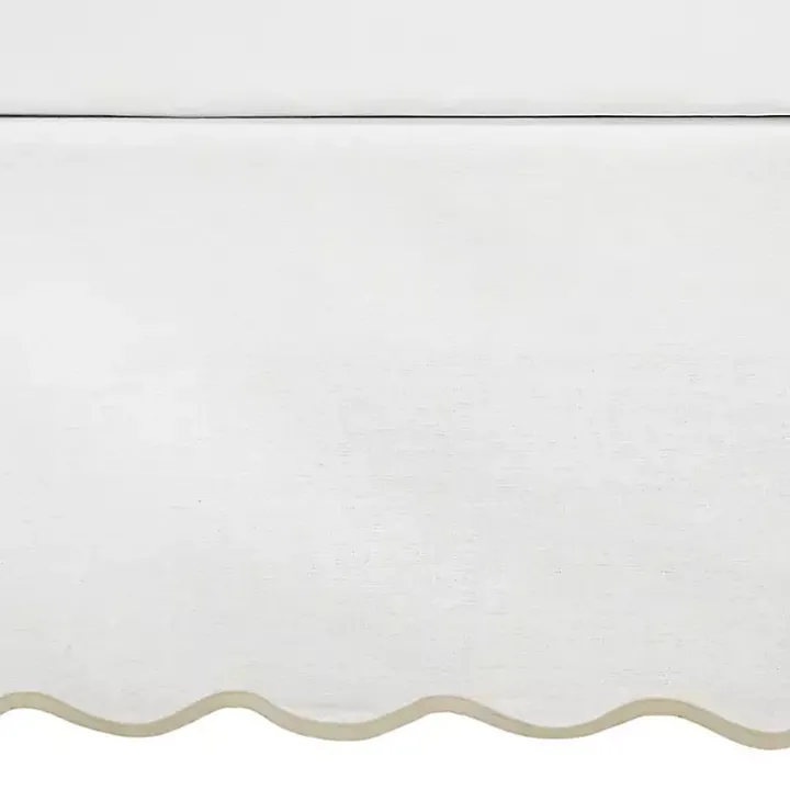 White Neutral Scalloped Coastal King Bed Skirt