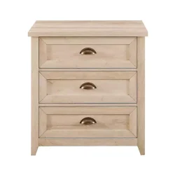 White Oak Bronze Cupped Handle Nightstand