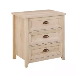 White Oak Bronze Cupped Handle Nightstand