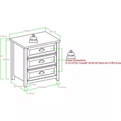 White Oak Bronze Cupped Handle Nightstand