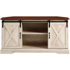 White Oak Sliding Barn Doors Corner TV Stand
