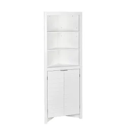 White Open Shelf Corner Cabinet