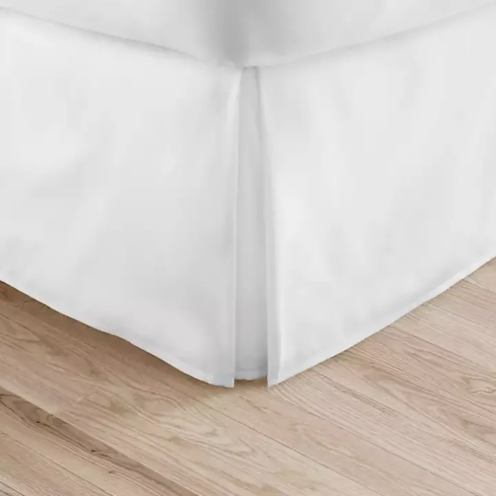 White Pleated Microfiber Queen Bed Skirt