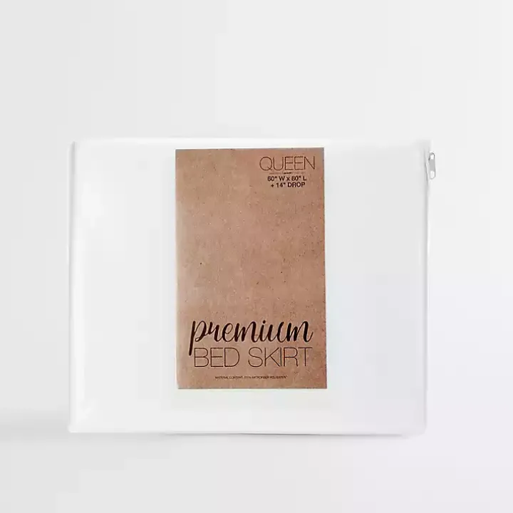 White Pleated Microfiber Queen Bed Skirt