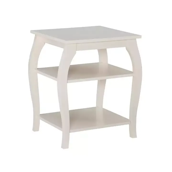 White Prismatic Wood Accent Table