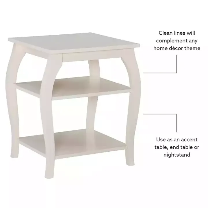White Prismatic Wood Accent Table