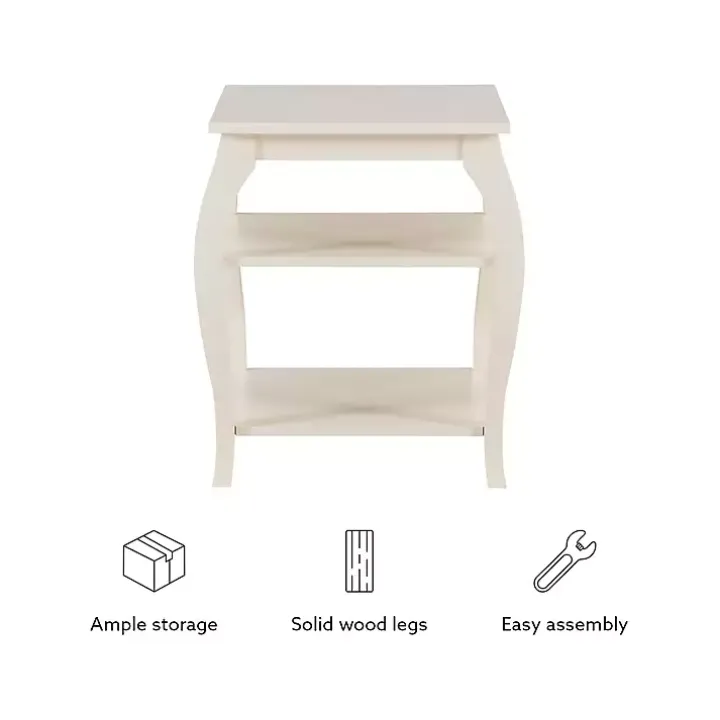 White Prismatic Wood Accent Table