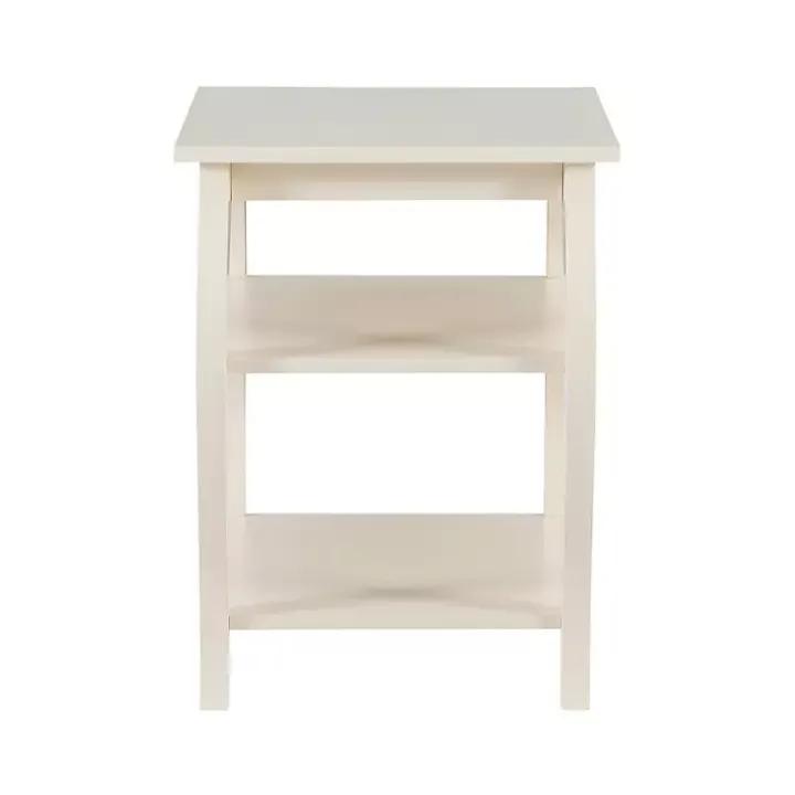 White Prismatic Wood Accent Table