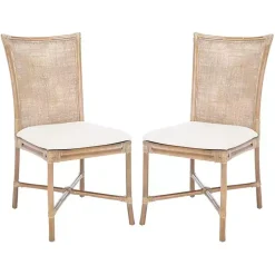 White Rattan Chiara Dining Chairs, Set of 2
