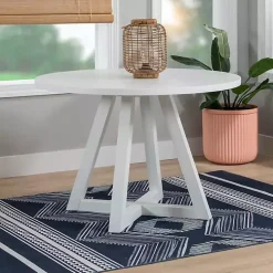 White Round Criss-Cross Base Dining Table