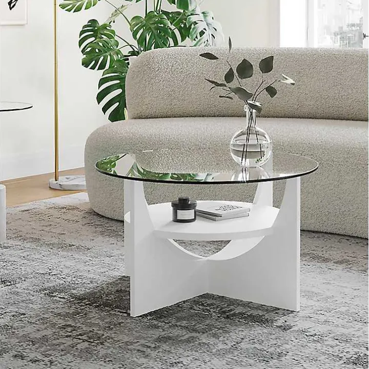 White Round Glass Coffee Table