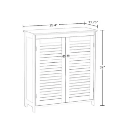 White Slatted 2-Door Bathroom Storage Cabinet
