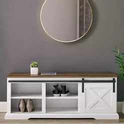White Sliding Barn Door Bench