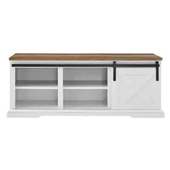 White Sliding Barn Door Bench