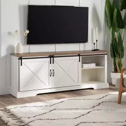 White Sliding Barn Door Media Cabinet