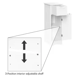 White Slim Single Door Cabinet with Drawer
